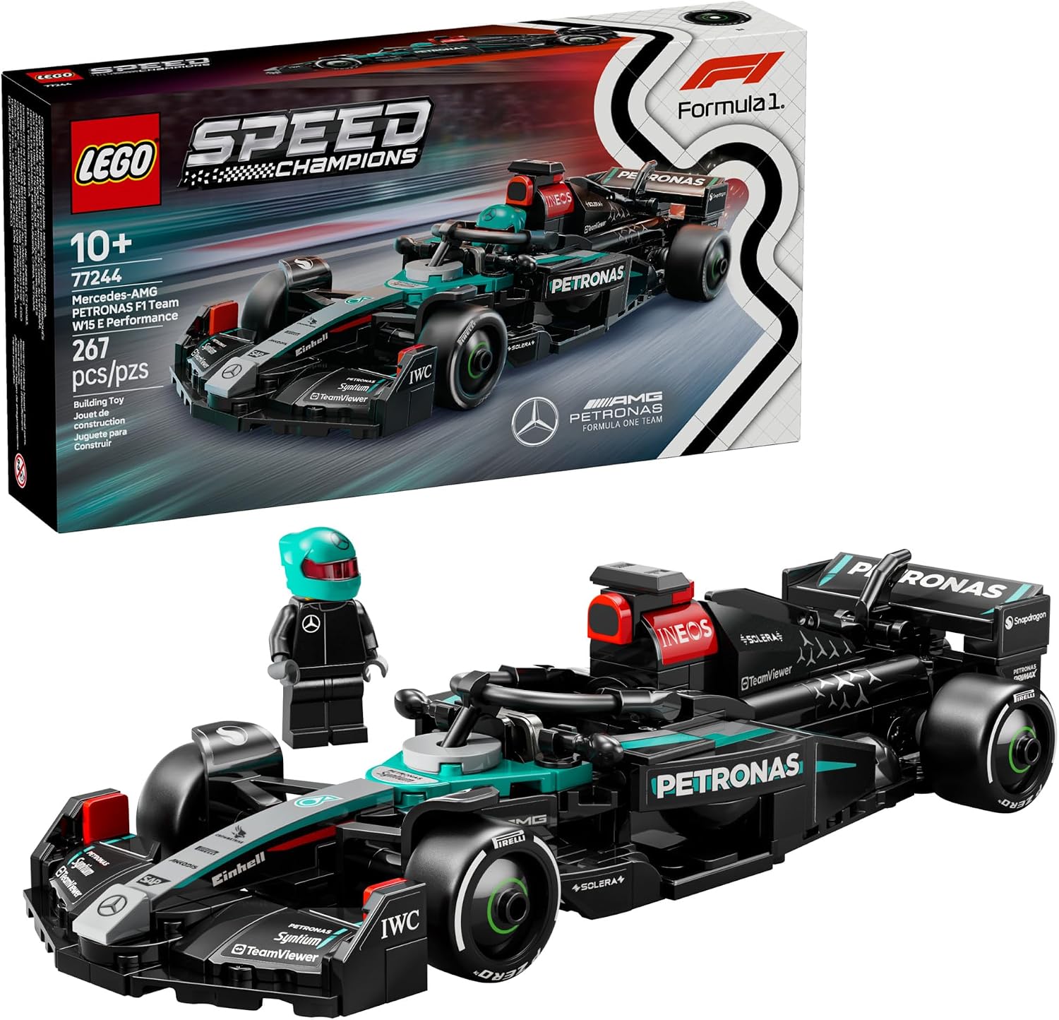 LEGO SPEED CHAMPIONS MERCEDES-AMG F1 W15 VEHÍCULO DE CARRERA DE JUGUETE - SET DE CONSTRUCCIÓN PARA NIÑOS, NIÑOS Y NIÑAS, - 1