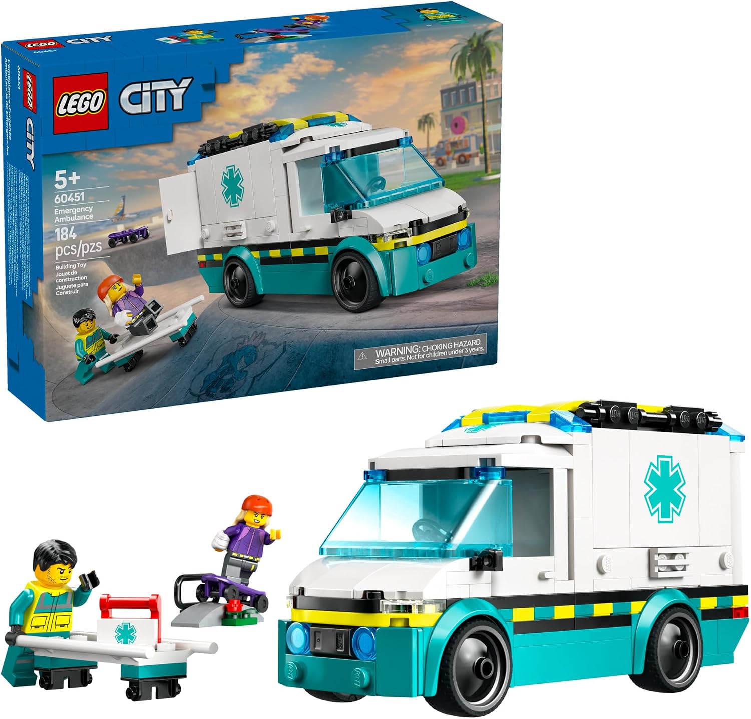 LEGO CITY AMBULANCIA DE EMERGENCIA - JUGUETE DE CONSTRUCCIÓN SENSORIAL PARA NIÑOS, NIÑOS Y NIÑAS, EDADES 5 - IDEA DE REGALO - 1