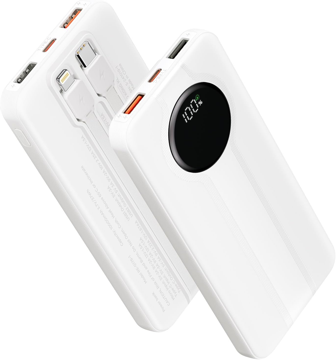 AIONEUS BANCO DE ENERGÍA, CARGADOR PORTÁTIL DE 10000 MAH CON CABLES INTEGRADOS DE CARGA RÁPIDA DE 22.5 W USBC ENTRADA/SALIDA - 1