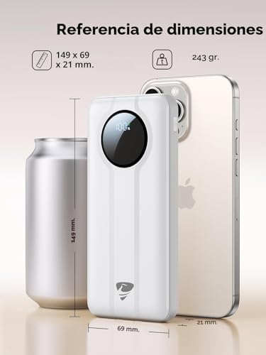 AIONEUS BANCO DE ENERGÍA, CARGADOR PORTÁTIL DE 10000 MAH CON CABLES INTEGRADOS DE CARGA RÁPIDA DE 22.5 W USBC ENTRADA/SALIDA - 7