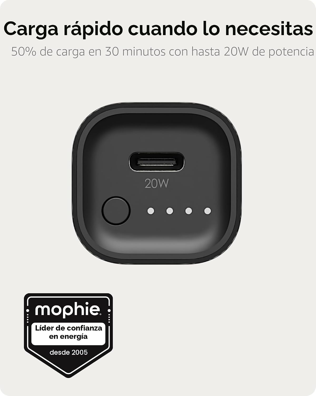 MOPHIE POWERSTATION FAST BATERÍA EXTERNA DE 5,000 MAH RÁPIDA Y PORTÁTIL 20W, PARA UN SOLO DISPOSITIVO - 2