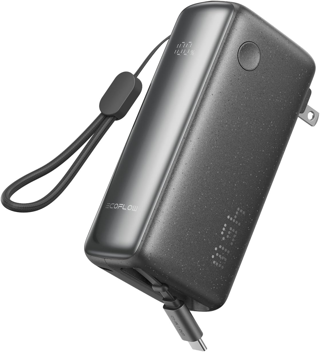 EF ECOFLOW RAPID - CARGADOR PORTÁTIL 3 EN 1 DE 45 W CON ENCHUFE DE PARED PLEGABLE, CABLE USB C DE 2.3 PIES Y PUERTO USB-C, - 1