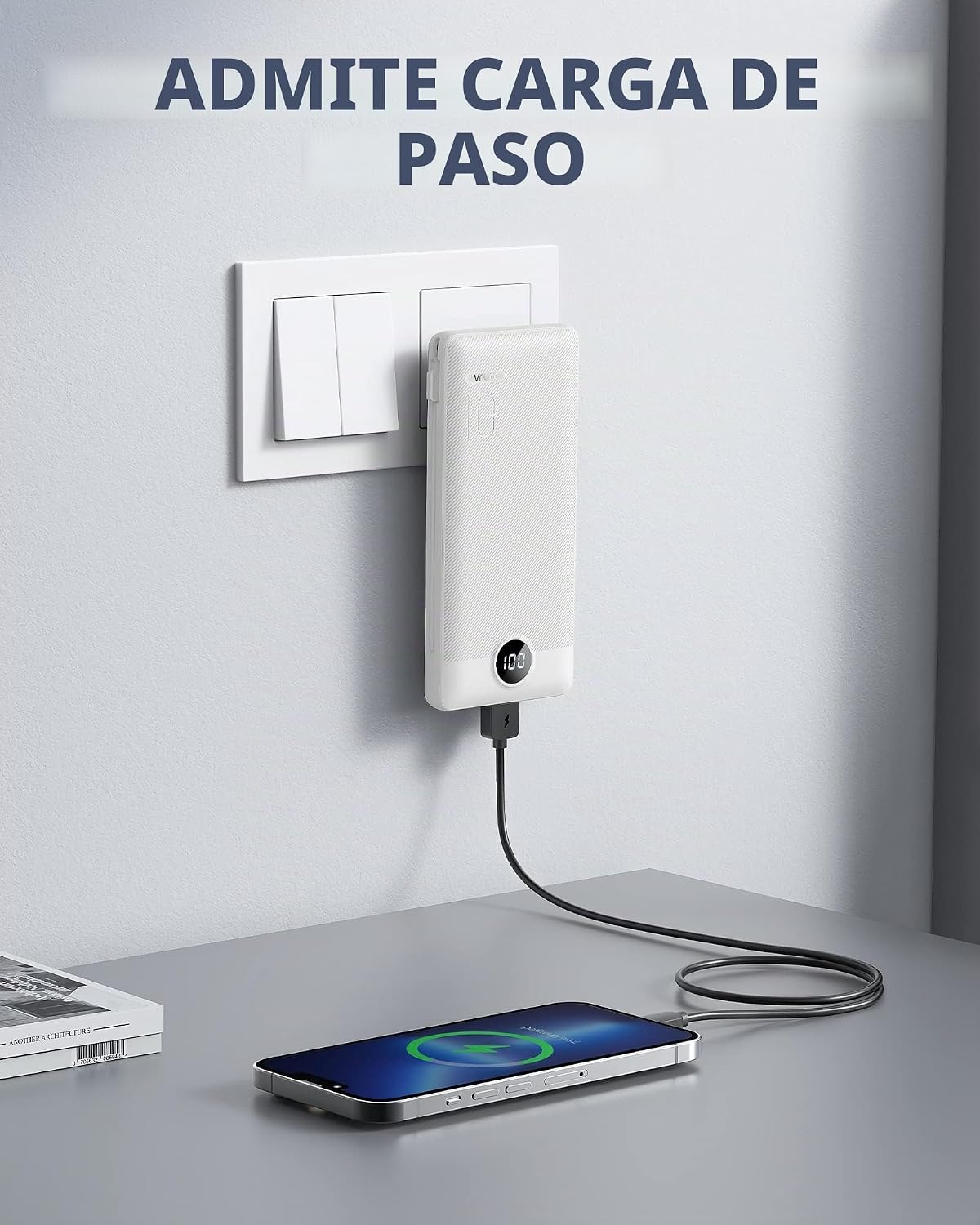 VRURC CARGADOR PORTÁTIL 3 EN 1, CABLE INTEGRADO Y ENCHUFE DE CA PLEGABLE - 2