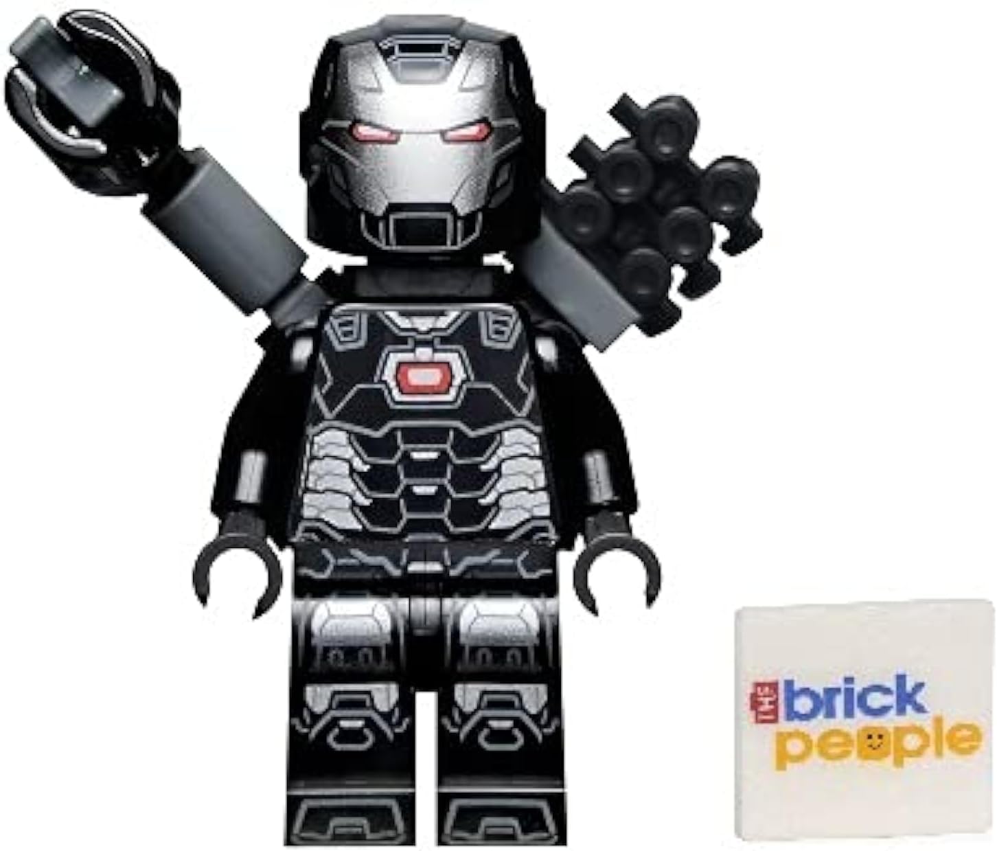 LEGO SUPERHÉROES: MINIFIGURA DE MÁQUINA DE GUERRA CON CAÑÓN DE HOMBRO, BLASTER Y CAPA GRIS JAMES RHODES - 7