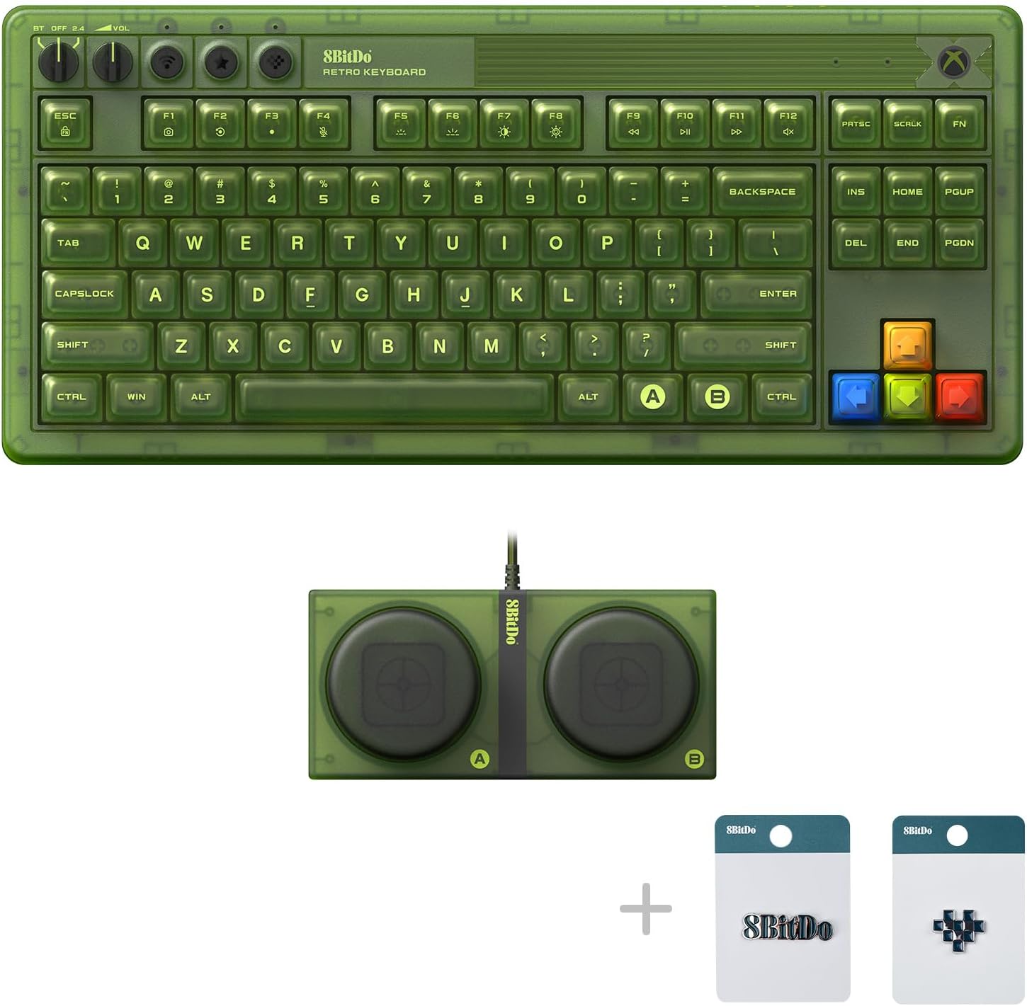 8BITDO TECLADO MECÁNICO RETRO DE 87 TECLAS BLUETOOTH/2.4G/USB-C, RETROILUMINACIÓN RGB, INTERCAMBIABLE EN CALIENTE, DOS - 2