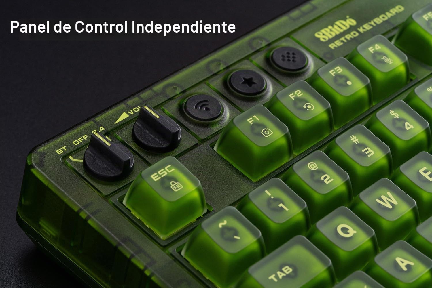 8BITDO TECLADO MECÁNICO RETRO DE 87 TECLAS BLUETOOTH/2.4G/USB-C, RETROILUMINACIÓN RGB, INTERCAMBIABLE EN CALIENTE, DOS - 5