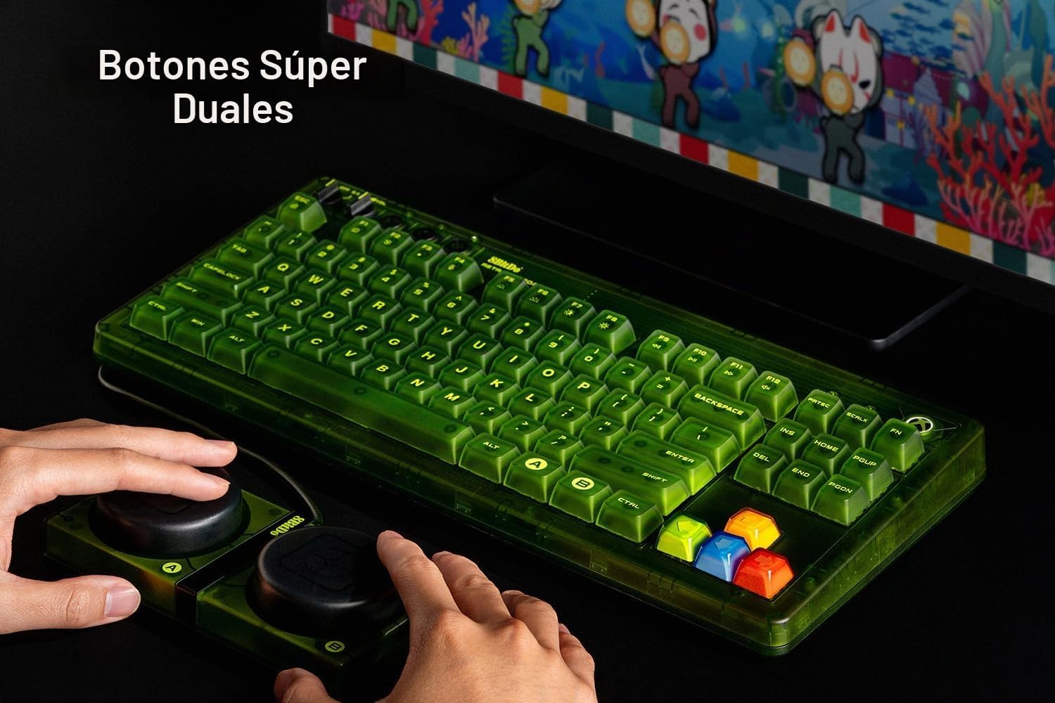 8BITDO TECLADO MECÁNICO RETRO DE 87 TECLAS BLUETOOTH/2.4G/USB-C, RETROILUMINACIÓN RGB, INTERCAMBIABLE EN CALIENTE, DOS - 6