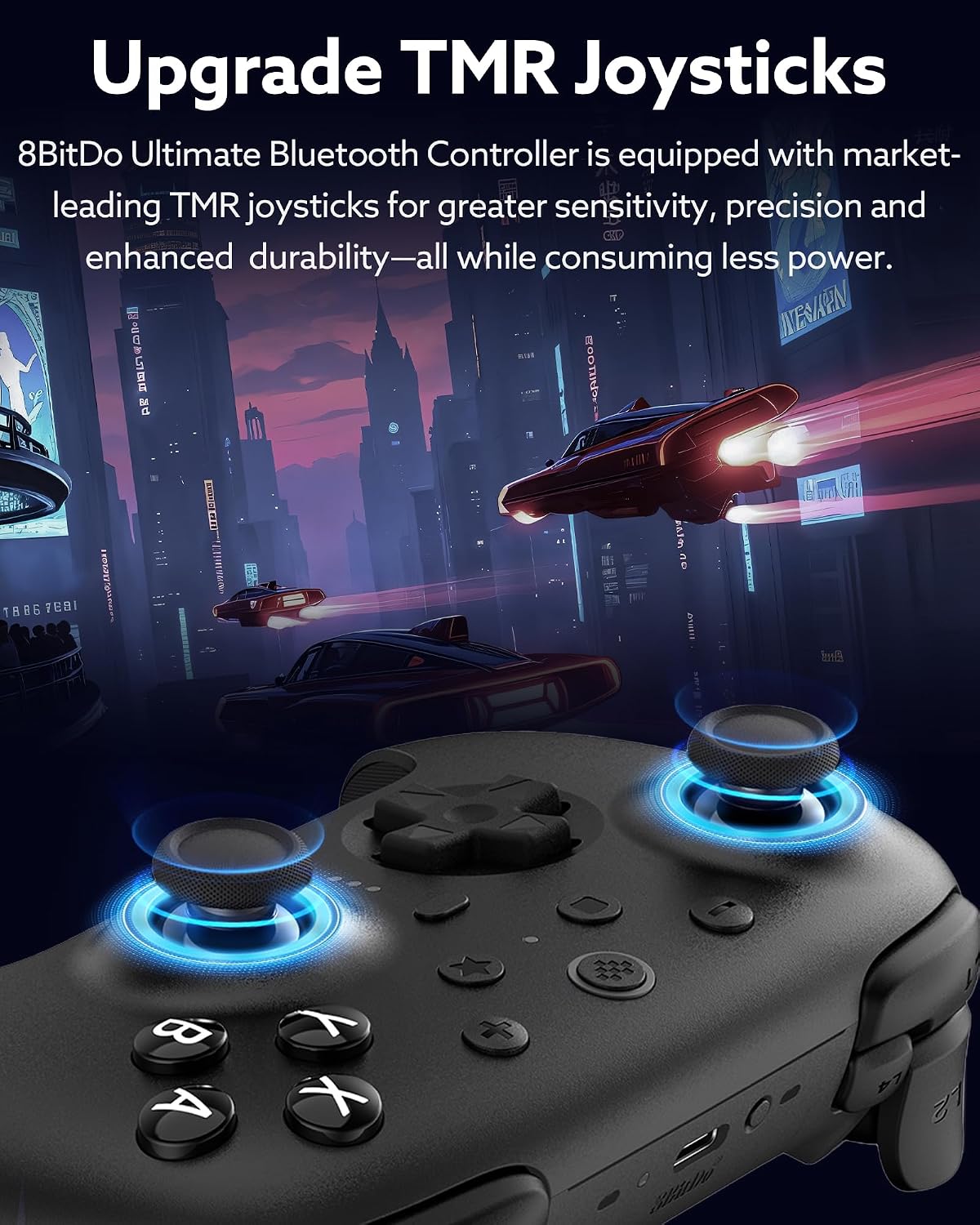 8BITDO ULTIMATE 2 CONTROLADOR BLUETOOTH TMR JOYSTICKS NEGRO - 2