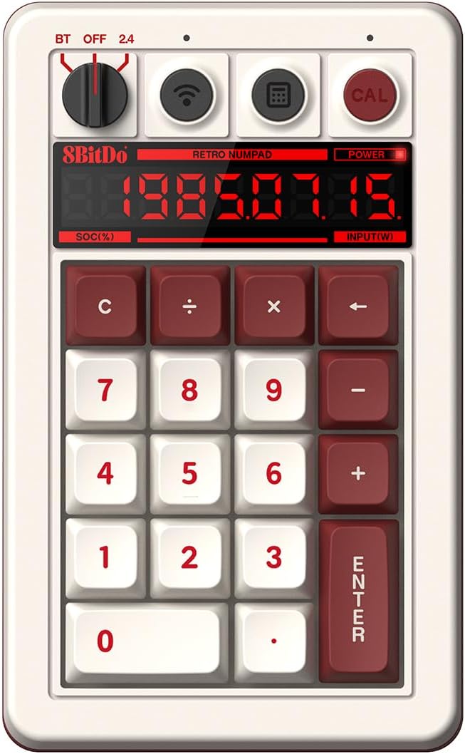 8BITDO RETRO 18 MECHANICAL NUMPAD, SUPPORTS CALCULATOR MODE, BLUETOOTH/2.4G/WIRED NUMPAD FOR WINDOWS AND ANDROID - FAMI - 1