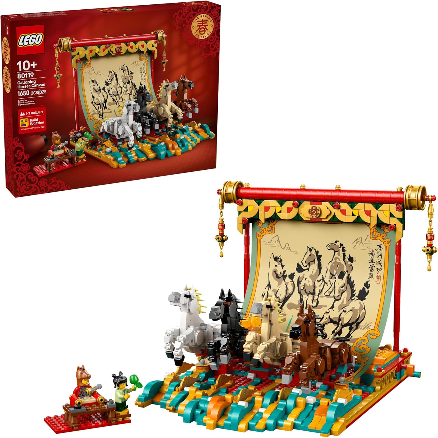 LEGO CABALLO GALOPANTE DE TELA PARA EL FESTIVAL DE PRIMAVERA - JUGUETE DE CONSTRUCCIÓN PARA NIÑOS - AÑO DEL CABALLO - - 1