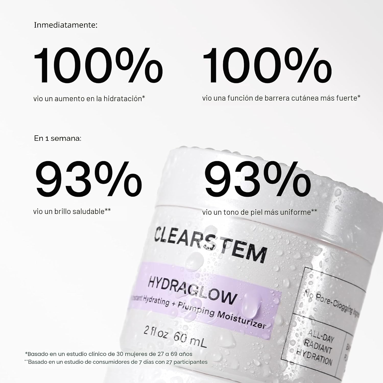 CLEARSTEM - HYDRAGLOW CREMA HIDRATANTE DE CÉLULAS MADRE - BAKUCHIOL ESCUALENO - HIDRATANTE FACIAL DE PIEL JUVENIL - TODO - 4