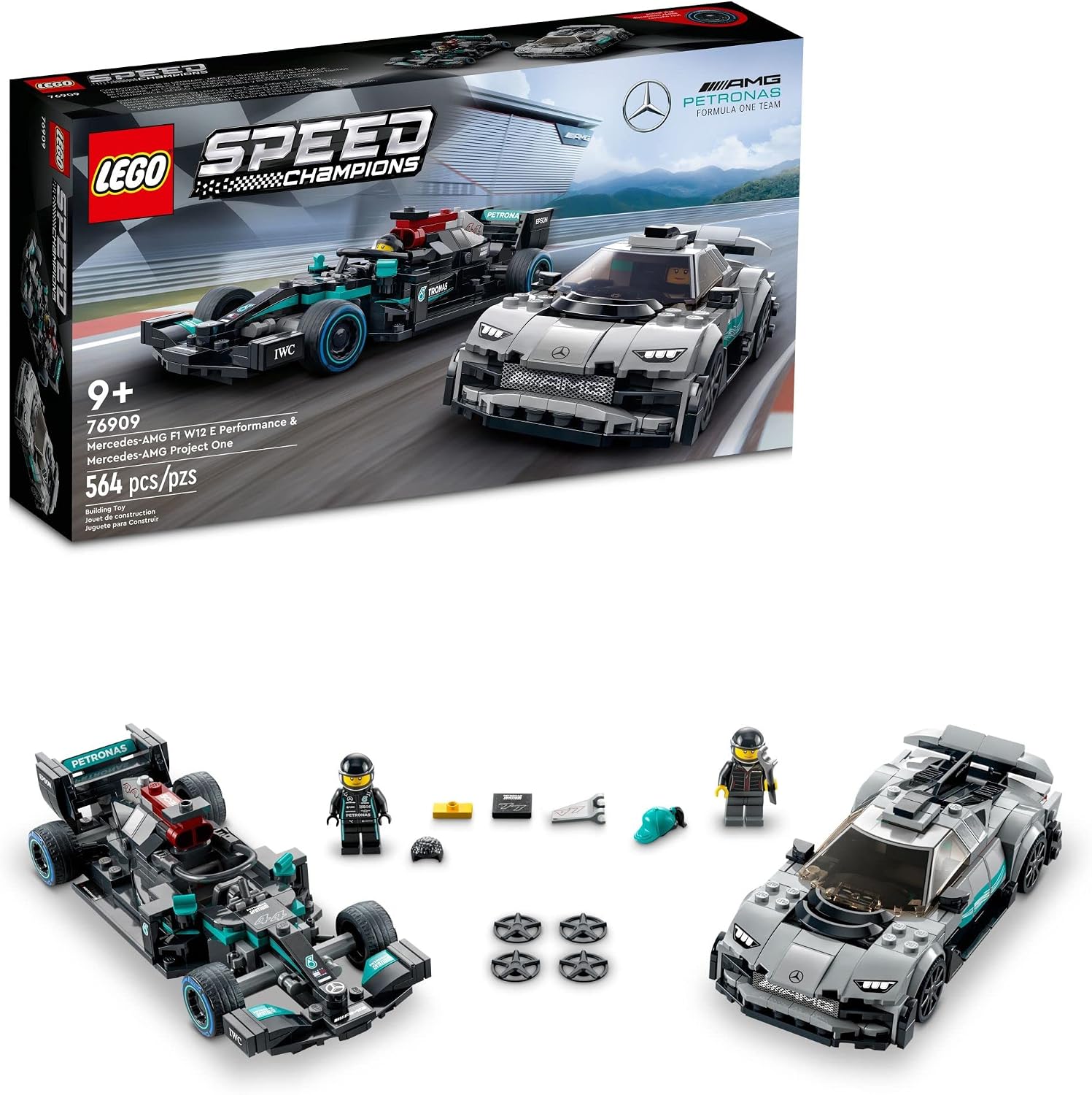 LEGO SPEED CHAMPIONS MERCEDES-AMG F1 W12 E, JUEGO DE AUTOS DE JUGUETE PERFORMANCE Y PROJECT ONE, KIT DE CONSTRUCCIÓN - 1