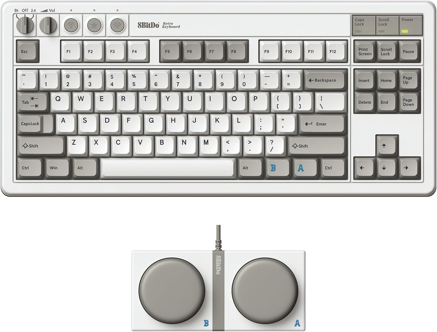 8BITDO TECLADO MECÁNICO RETRO DE 87 TECLAS BLUETOOTH/2.4G/USB-C, INTERCAMBIABLE EN CALIENTE, DOS BOTONES SÚPER PROGRAMABLES, - 1