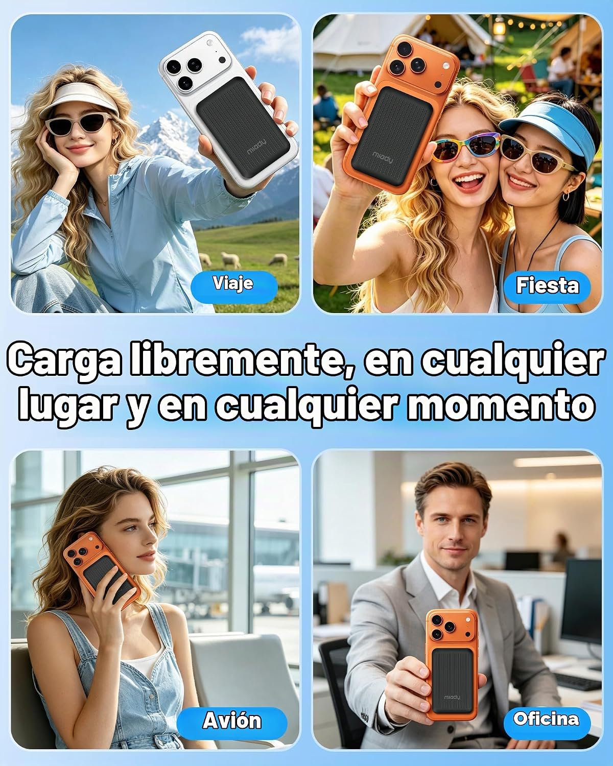 MIADY PAQUETE DE 2 CARGADORES PORTÁTILES MAGNÉTICOS PARA IPHONE 5000MAH - 7