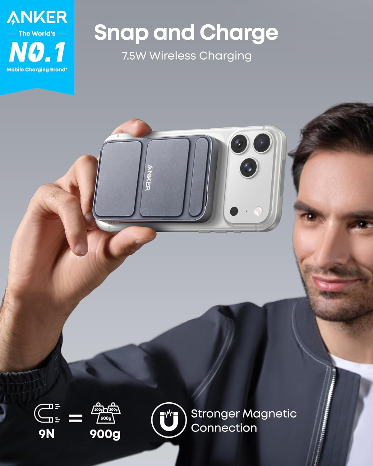 ANKER BANCO MAGNÉTICO DEL PODER 622, CARGADOR PORTÁTIL INALÁMBRICO PLEGABLE - 2