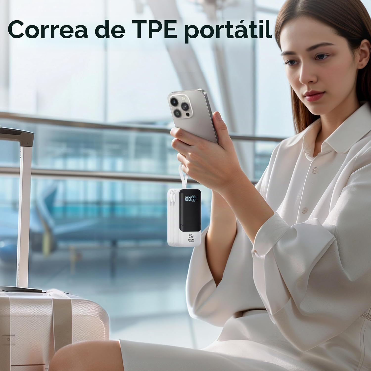 BANCO DE ENERGÍA DE CARGA RÁPIDA 18400MAH 65W CARGADOR PORTÁTIL PARA LAPTOP, PANTALLA LED, PAQUETE DE BATERÍA ESENCIAL - 6