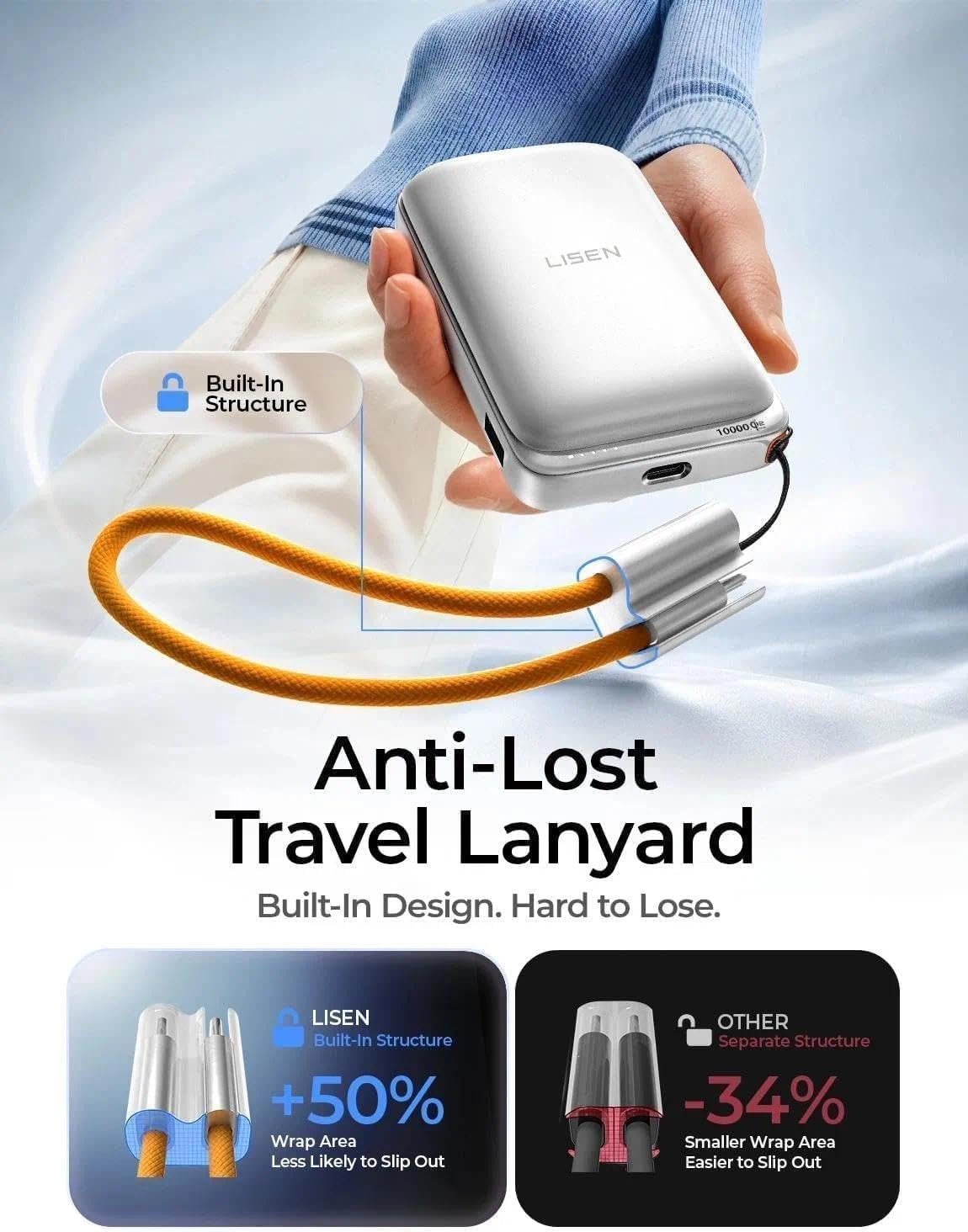 LISEN CARGADOR PORTÁTIL MAGNÉTICO PARA IPHONE 10000MAH - 6