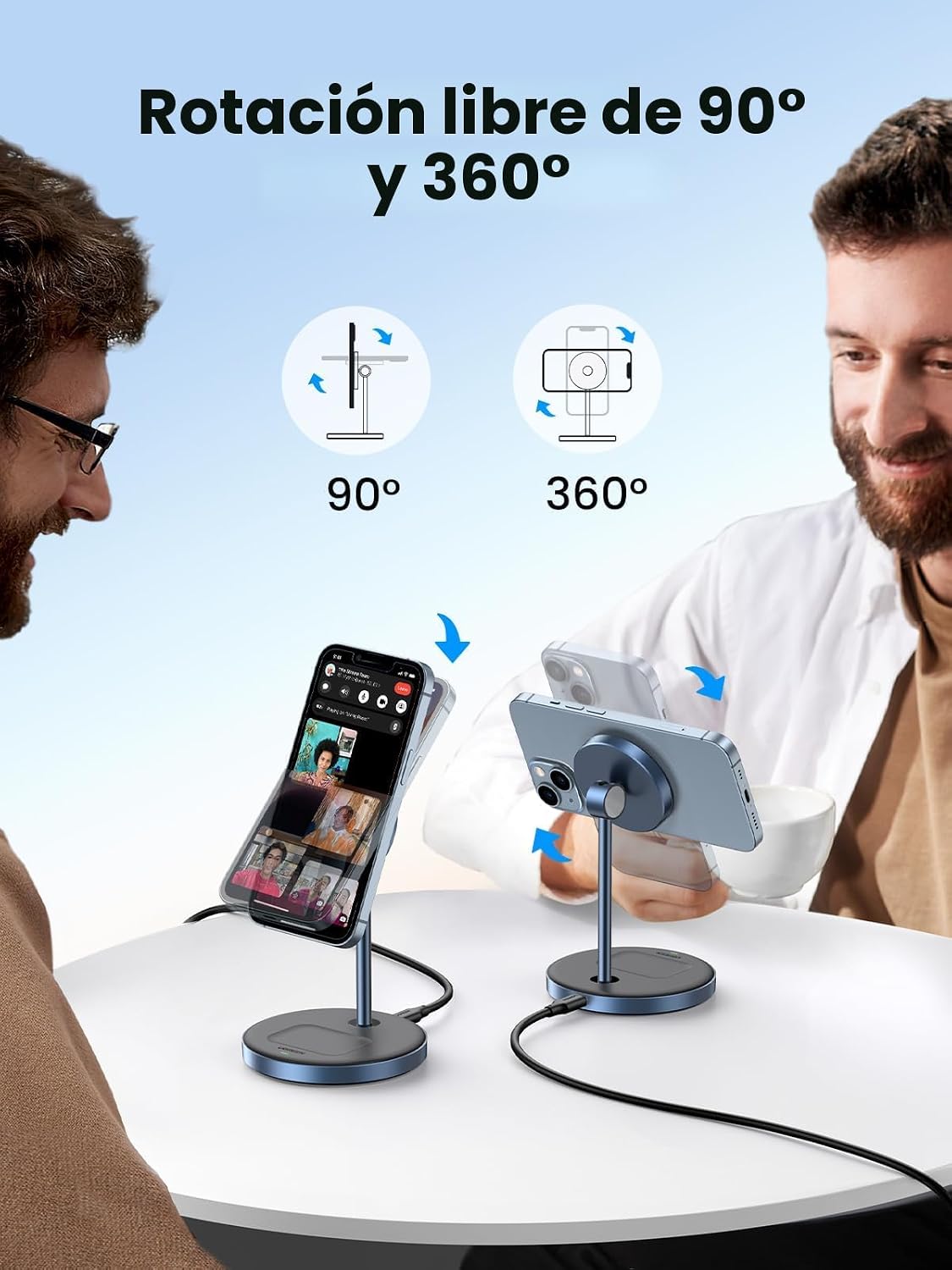 UGREEN SOPORTE DE CARGA INALÁMBRICO MAGFLOW 2 EN 1 COMPATIBLE CON MAGSAFE - 7