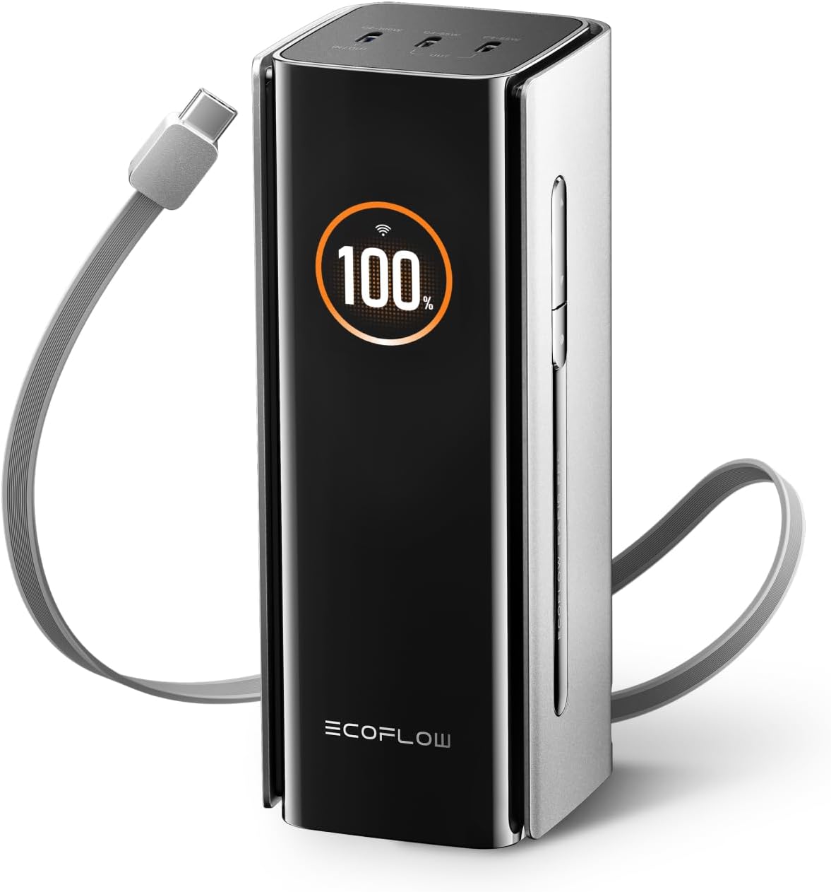 EF ECOFLOW RAPID PRO POWER BANK 20000MAH, SALIDA MÁXIMA DE 230 W CON CABLE INTEGRADO DE 100 W, CARGADOR PORTÁTIL DE 4 - 1