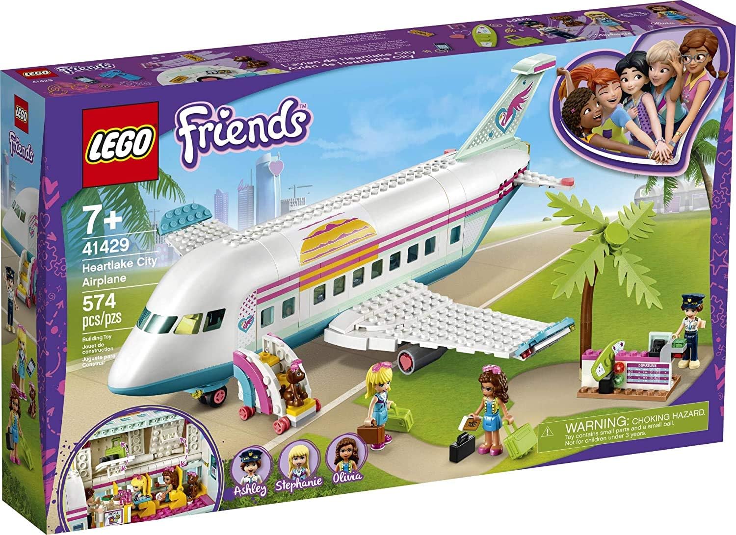 LEGO FRIENDS HEARTLAKE CITY AIRPLANE 41429, INCLUYE FRIENDS STEPHANIE Y OLIVIA, Y MUCHOS ACCESORIOS DIVERTIDOS PARA AVIÓN - 1