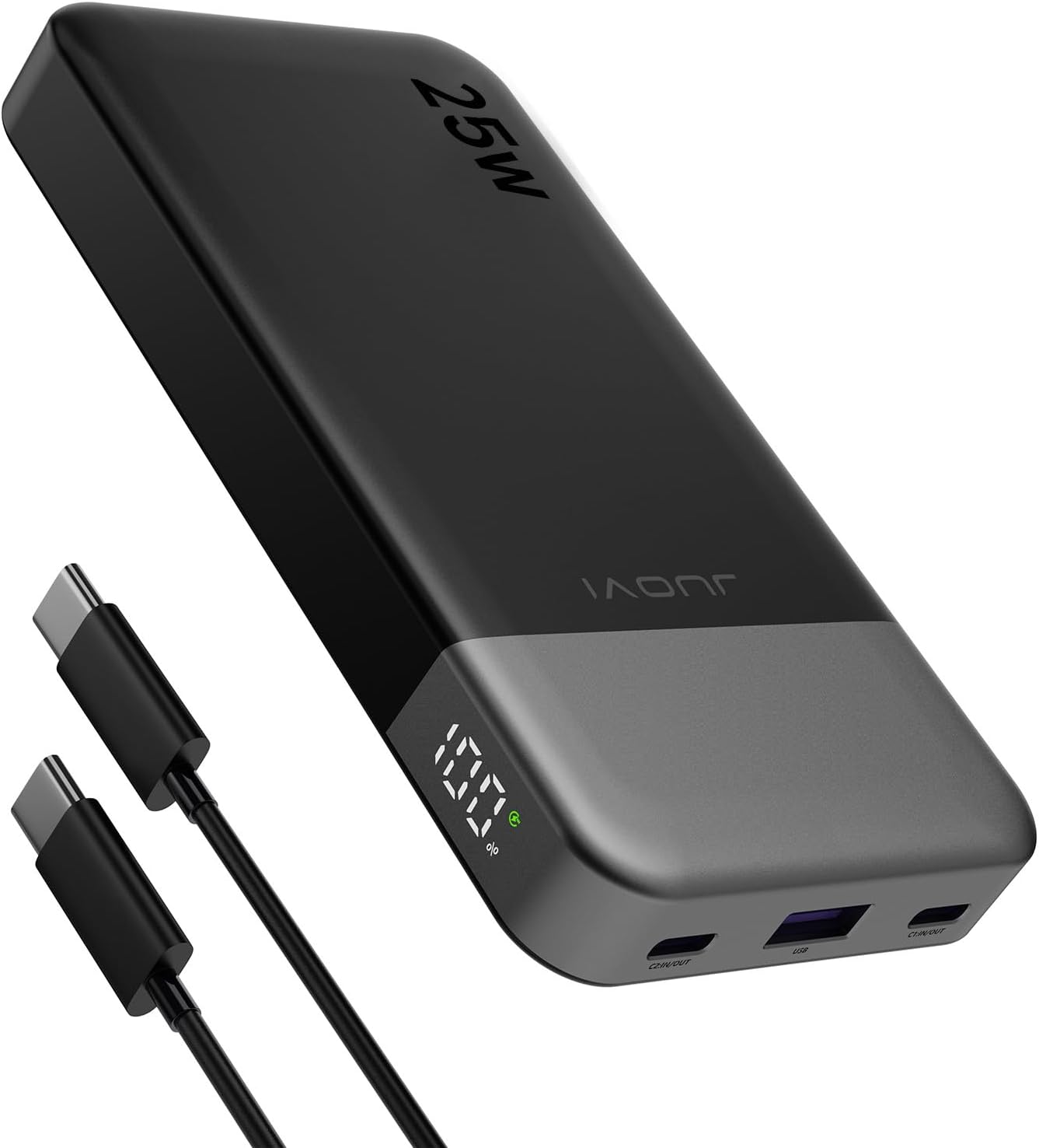 JUOVI POWER BANK 10000MAH 25W CARGADOR PORTÁTIL PEQUEÑO PD 3.0 QC 4.0 DELGADO CARGADOR DE TELÉFONO LIGERO, DOBLE SALIDA - 1