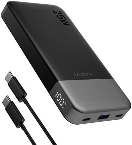 JUOVI POWER BANK 10000MAH 25W CARGADOR PORTÁTIL PEQUEÑO PD 3.0 QC 4.0 DELGADO CARGADOR DE TELÉFONO LIGERO, DOBLE SALIDA - 7