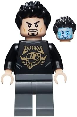 LEGO SUPERHÉROES: TONY STARK MINIFIG CON CAMISA NEGRA Y MARCAS DORADAS - 2