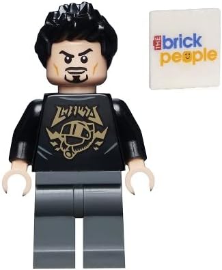 LEGO SUPERHÉROES: TONY STARK MINIFIG CON CAMISA NEGRA Y MARCAS DORADAS - 5