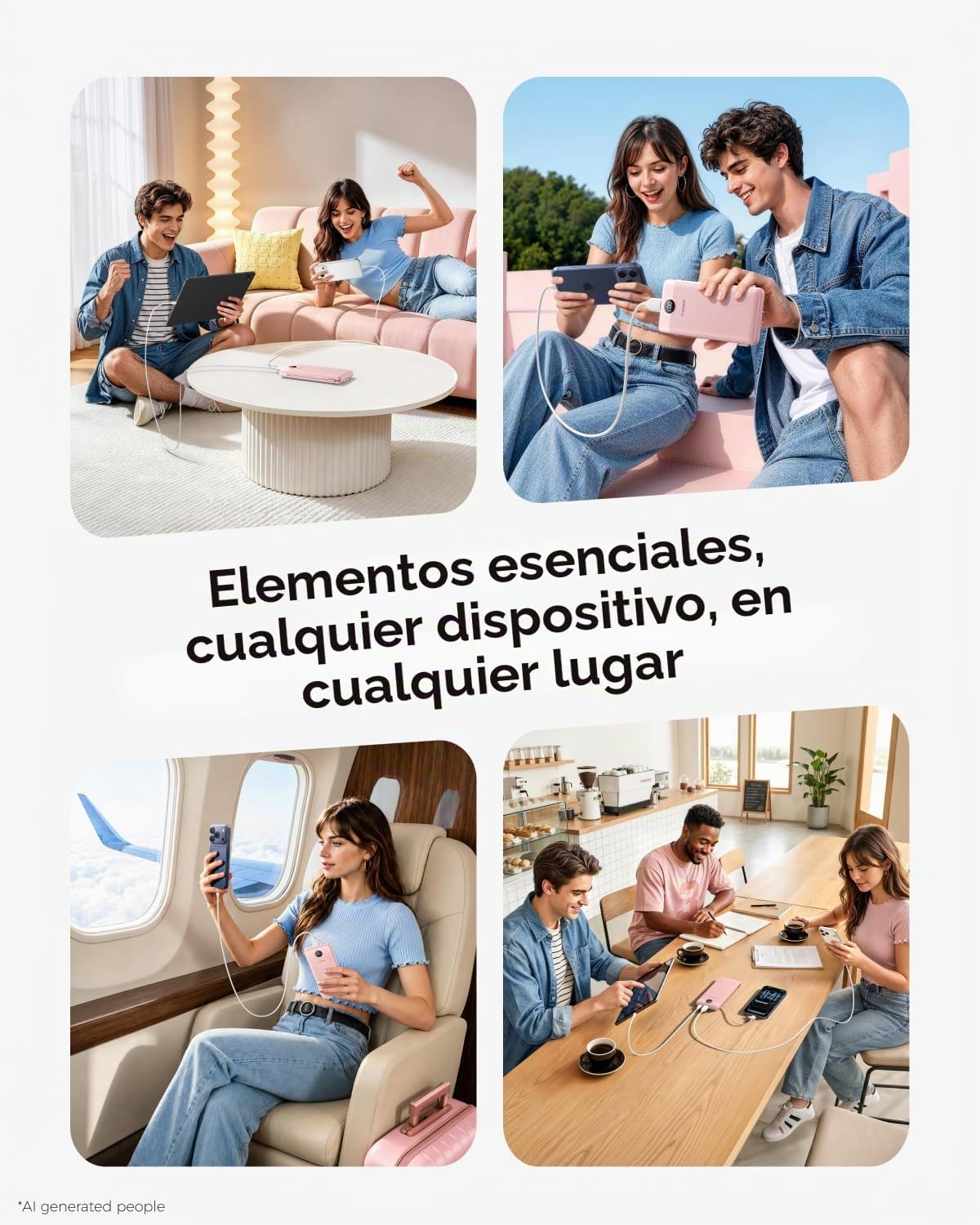 VEGER CARGADOR PORTÁTIL PARA IPHONE CON CABLES INCORPORADOS Y ENCHUFE DE PARED, BATERÍA DE CARGA RÁPIDA USB C DE 10000 MAH - 5