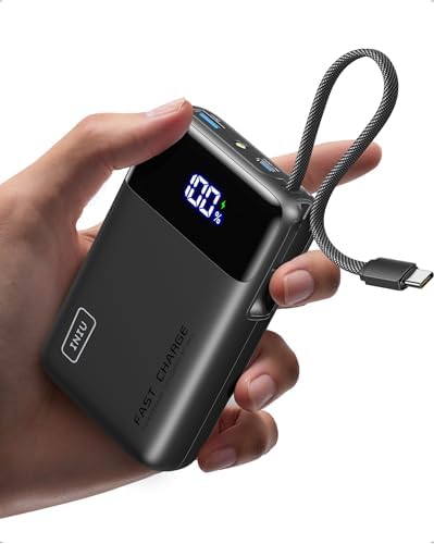 INIU CARGADOR PORTÁTIL DE 45W, BANCO DE ENERGÍA MÁS PEQUEÑO DE 20000MAH CON CABLE USB-C INTEGRADO, CARGA RÁPIDA USB C - 6