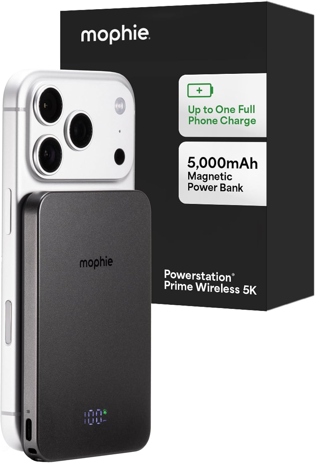 MOPHIE POWERSTATION PRIME - BANCO DE ENERGÍA INALÁMBRICO DE 5 K, CARGADOR PORTÁTIL INALÁMBRICO MAGNÉTICO, BATERÍA INTERNA - 1