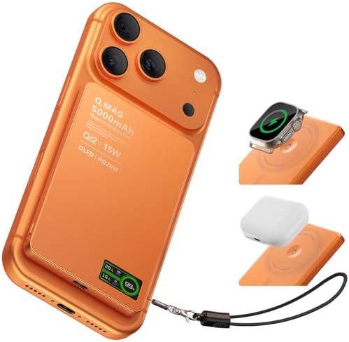 BANCO DE ENERGÍA MAGNÉTICO CON CARGADOR PARA IWATCH, PAQUETE DE BATERÍA MAGSAFE INALÁMBRICO QI2 DE 5000 MAH ULTRADELGADO - 7