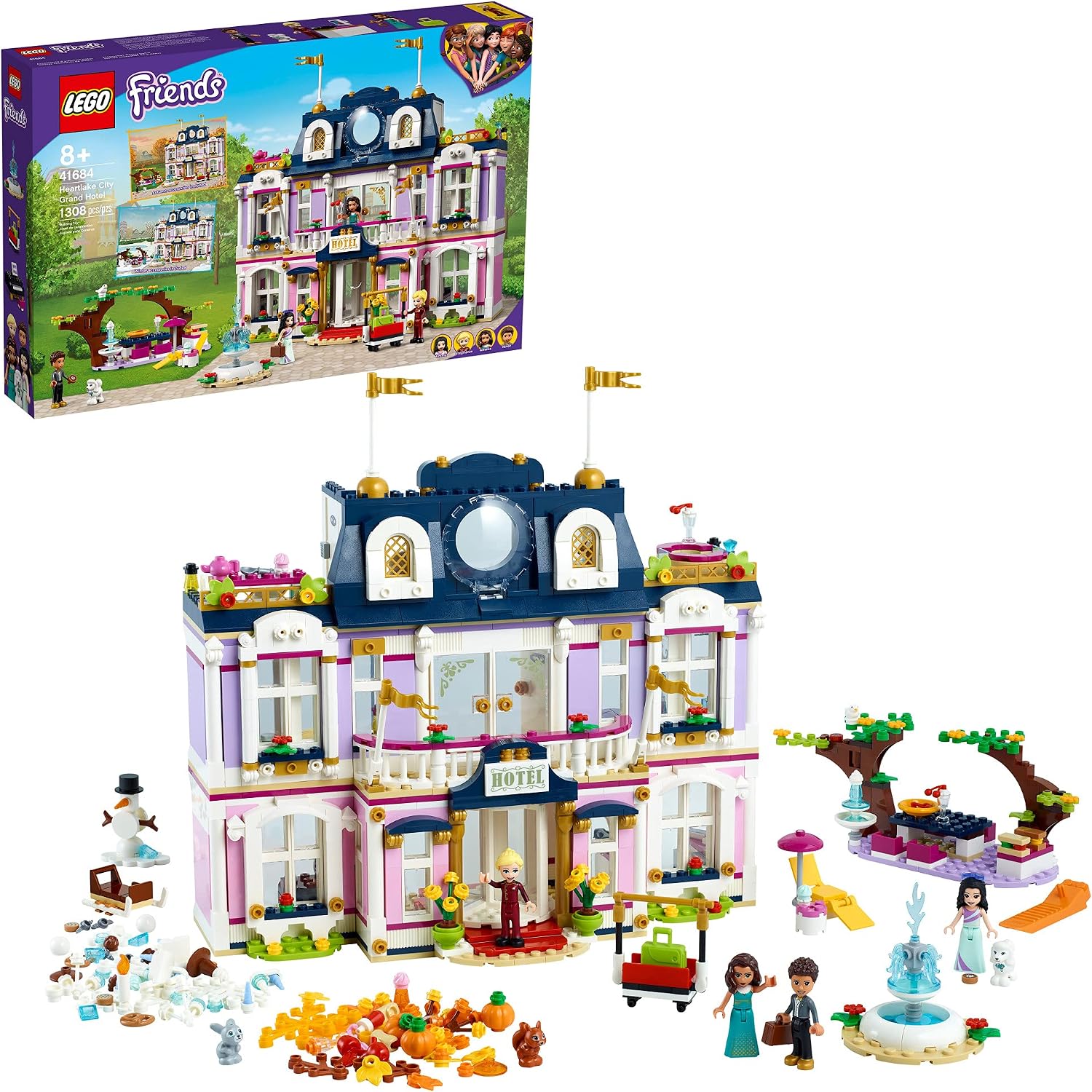 LEGO FRIENDS HEARTLAKE CITY GRAND HOTEL 41684 KIT DE CONSTRUCCIÓN INCLUYE MINI MUÑECAS DE EMMA, STEPHANIE, RIVER Y AMELIA, - 1