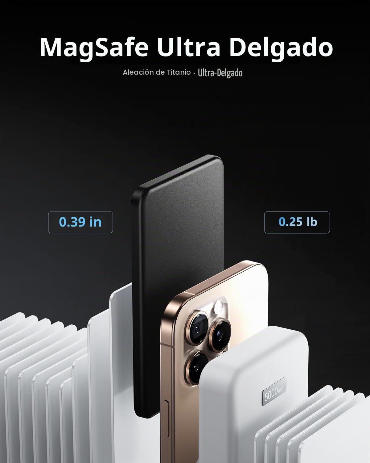 ULIXWH SLIMMAG POWER BANK 5000MAH, CARGADOR PORTÁTIL INALÁMBRICO MAGNÉTICO CON CARGA RÁPIDA, SEGURIDAD MEJORADA PARA BATERÍA - 2