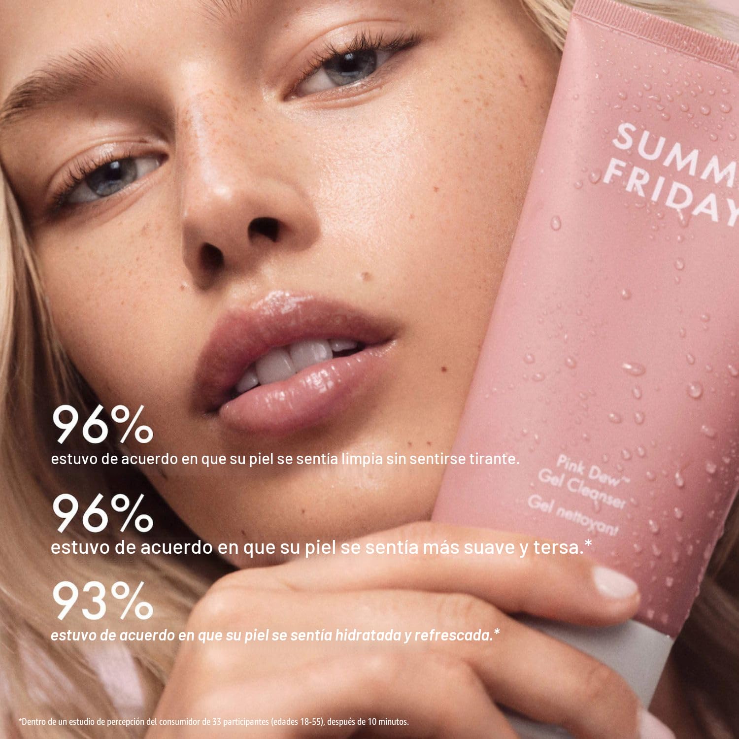 SUMMER FRIDAYS PINK DEW GEL LIMPIADOR FACIAL GEL DE ESPUMA CON PH EQUILIBRADO PARA PIEL GRASA, PROPENSA A MANCHAS SENSIBLE, - 3