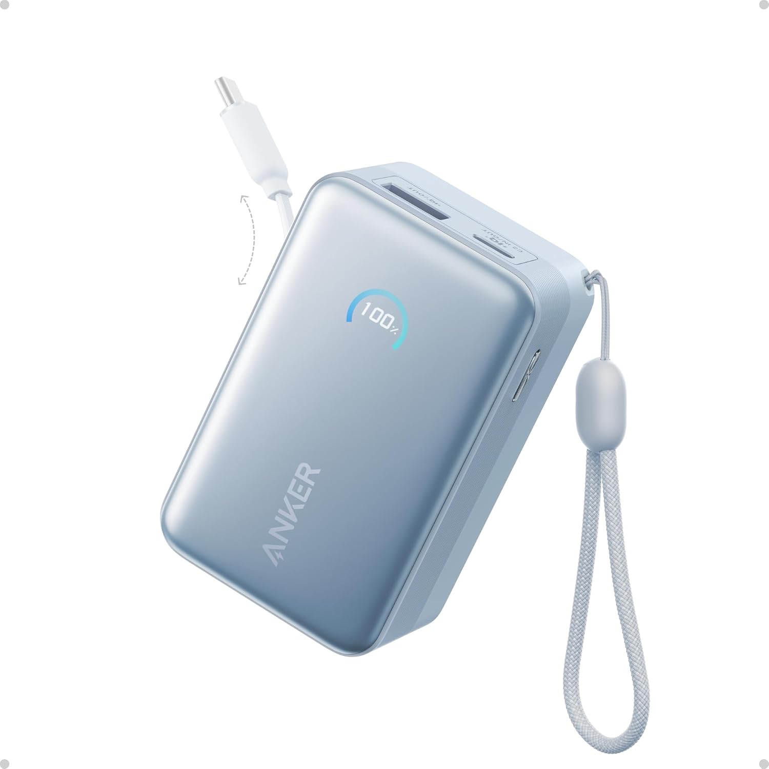 ANKER CARGADOR PORTÁTIL NANO, 45 W 10000 MAH CON CABLE RETRÁCTIL DE 2.3 PIES, BANCO DE ENERGÍA COMPACTO, PAQUETE DE BATERÍA - 1