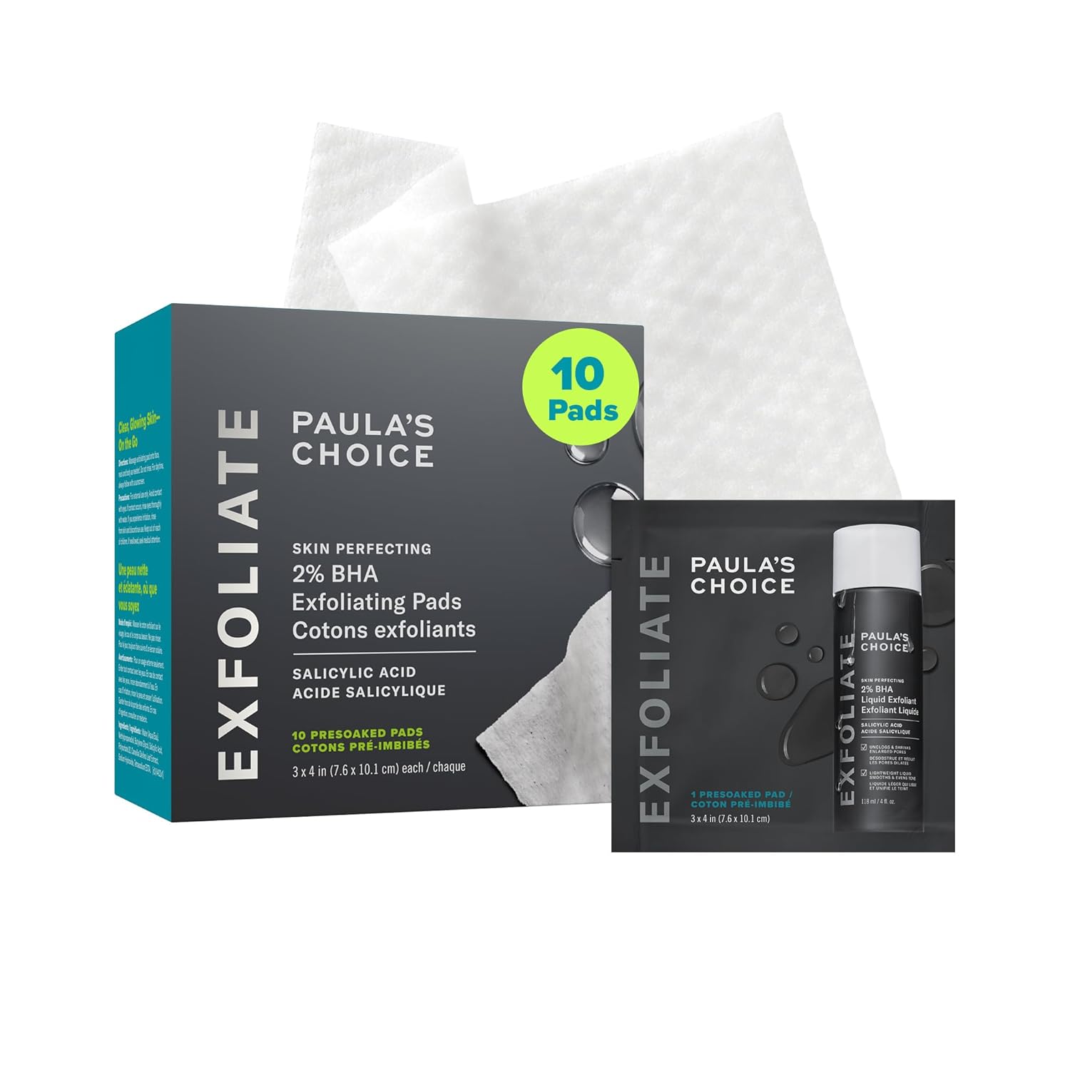 PAULA S CHOICE SKIN PERFECTING 2% BHA SALICYLIC ACID EXFOLIATING PADS - FACIAL EXFOLIANT PADS PARA BLACKHEADS, ENLARGED - 1