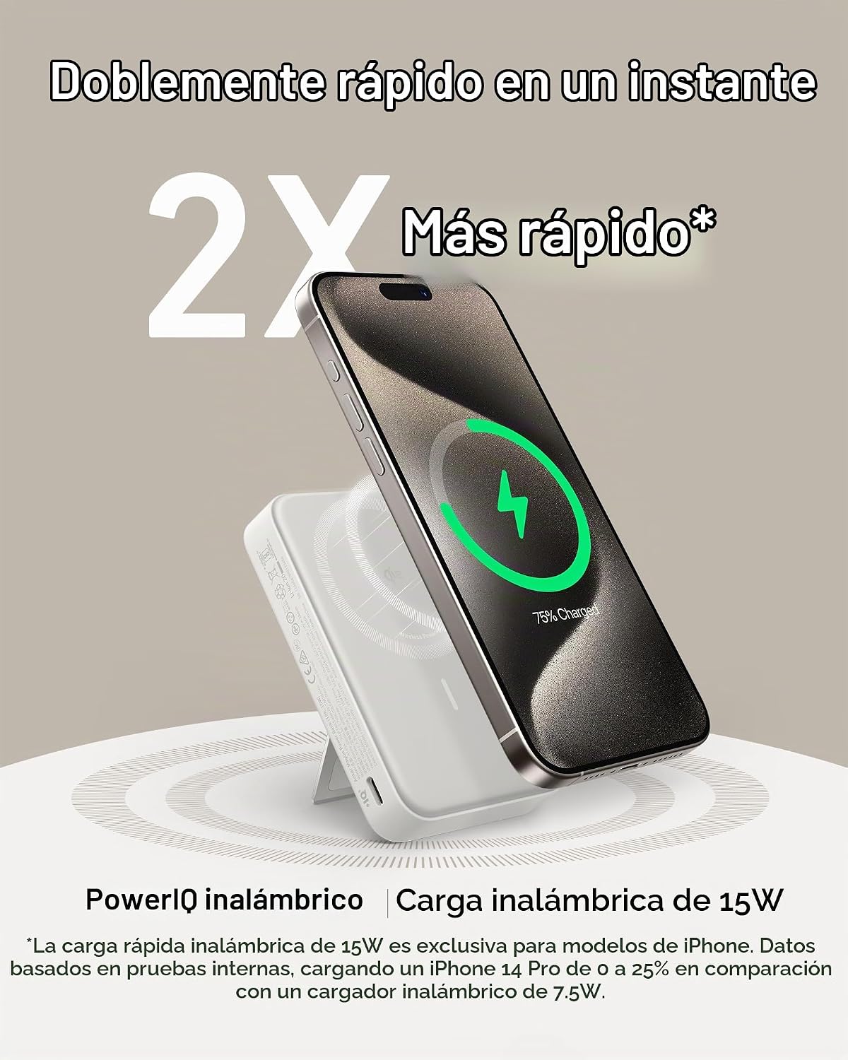 ANKER MAGGO POWER BANK, CARGADOR PORTÁTIL COMPATIBLE CON MAGSAFE, CERTIFICADO QI2 DE 15W DE CARGA ULTRARRÁPIDA, PAQUETE - 2