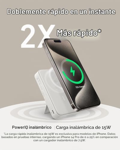 ANKER MAGGO POWER BANK, CARGADOR PORTÁTIL COMPATIBLE CON MAGSAFE, CERTIFICADO QI2 DE 15W DE CARGA ULTRARRÁPIDA, PAQUETE - 7