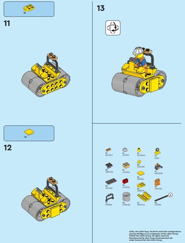 LEGO TRABAJADOR DE LA CIUDAD CON PAQUETE DE LÁMINAS DE RODILLO DE CARRETERA - 5