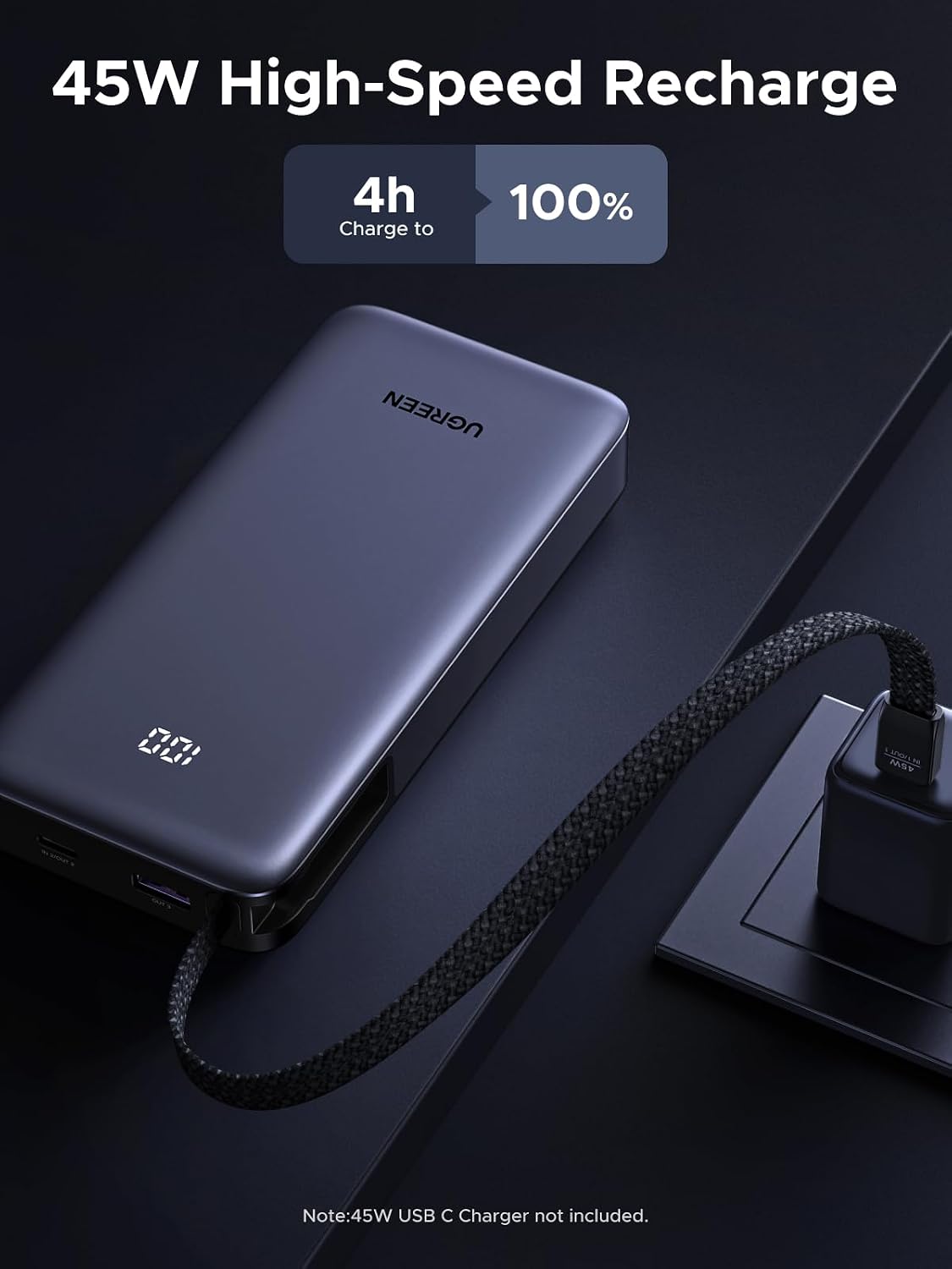 UGREEN NEXODE 20000MAH 45W POWER BANK, CABLE INCORPORADO PARA IPHONE 17 PRO - 6
