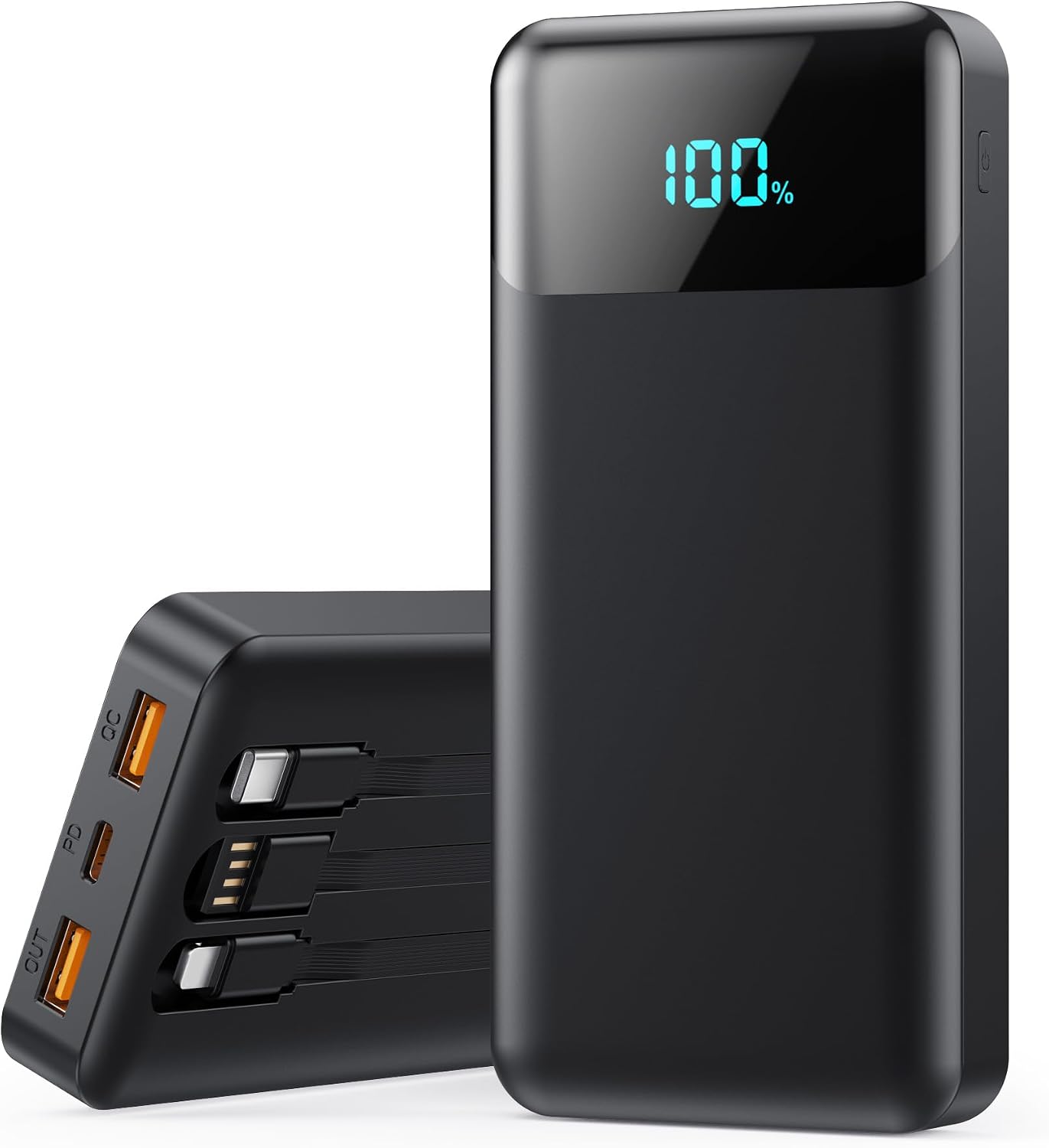 BANCO DE ENERGÍA CARGADOR PORTÁTIL 40800MAH CON 3 CABLES INTEGRADOS, CARGA RÁPIDA DE TELÉFONO 25W PAQUETE DE BATERÍA - 1