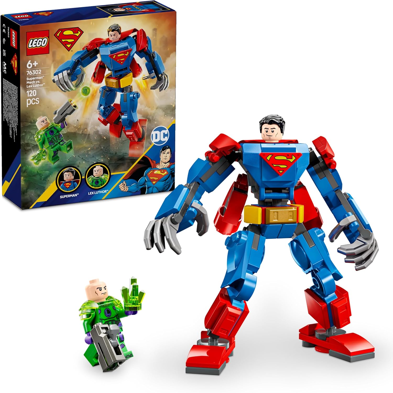 LEGO 76302 SUPER HEROES SUPERMAN MECHA VS. LEX LUTHOR JUGUETE, JUGUETE, CUMPLEAÑOS, REGALO, BLOQUES, NIÑO EDUCATIVO, NIÑAS, - 1