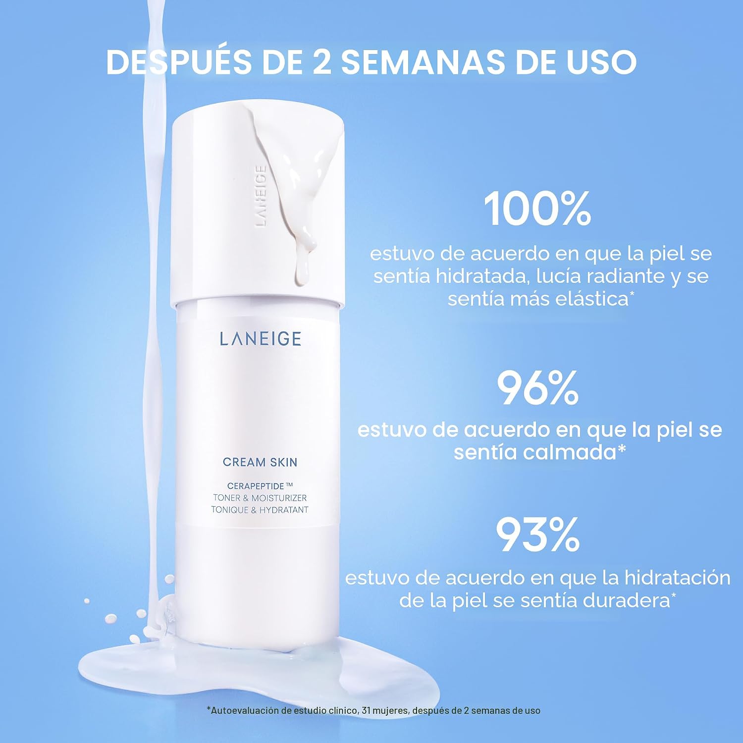 LANEIGE TÓNICO E HIDRATANTE PARA LA PIEL EN CREMA: TÓNER LECHOSO COREANO LIGERO Y RECARGABLE CON CERAMIDA Y PÉPTIDO - 4