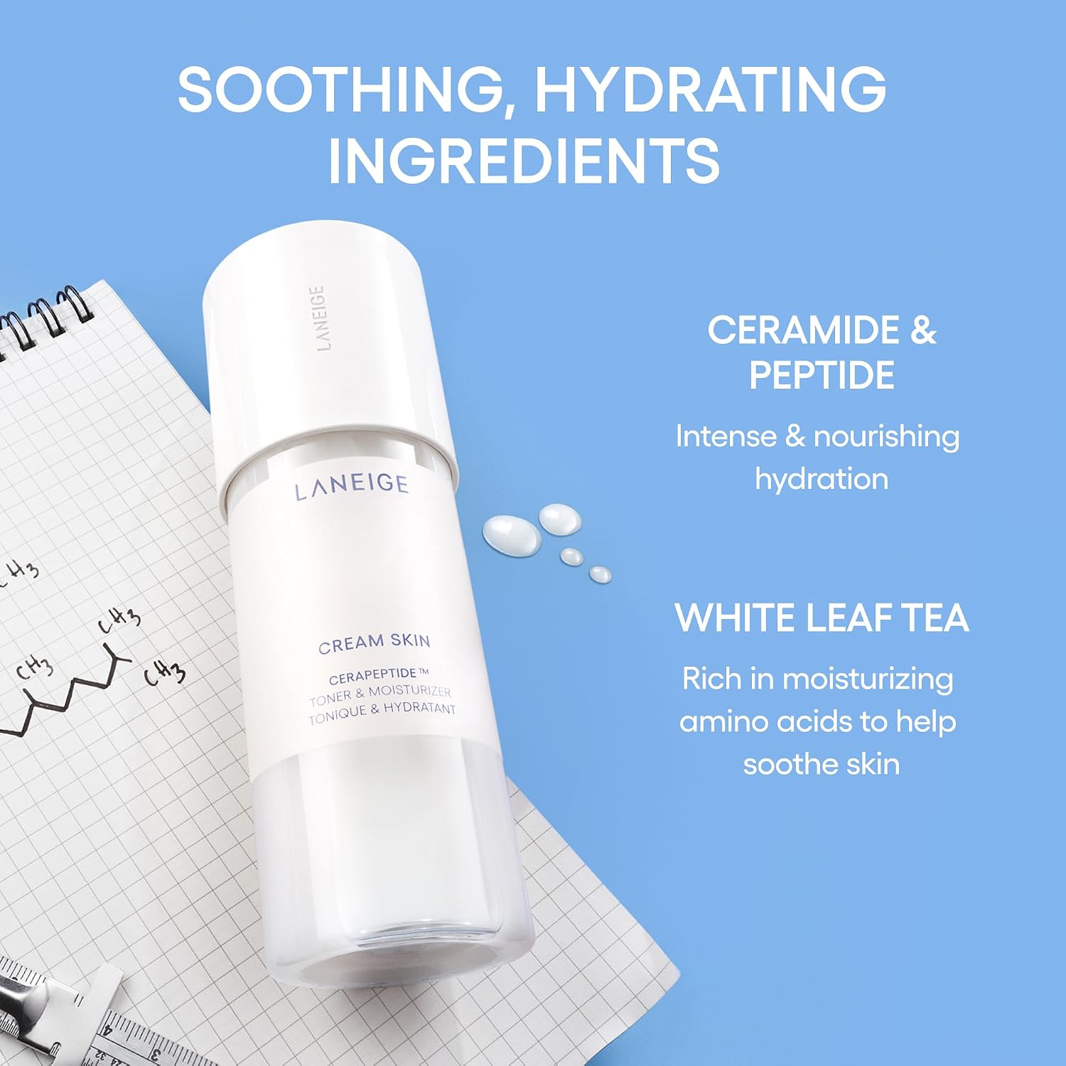 LANEIGE TÓNICO E HIDRATANTE PARA LA PIEL EN CREMA: TÓNER LECHOSO COREANO LIGERO Y RECARGABLE CON CERAMIDA Y PÉPTIDO - 5