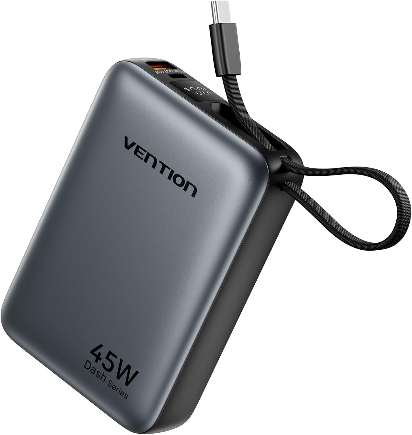VENTION - BANCO DE ENERGÍA DE 45 W, 20000 MAH CON CABLE USB-C INTEGRADO, CARGADOR PORTÁTIL DE VIAJE DE CARGA RÁPIDA - 1