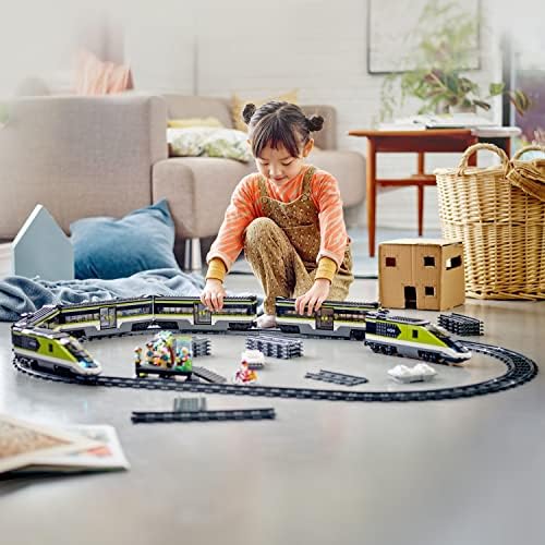 LEGO CITY EXPRESS - CONJUNTO DE TREN DE PASAJEROS, JUGUETE DE TREN CON CONTROL REMOTO CON FAROS FUNCIONALES, 2 VAGONES Y 24 - 7