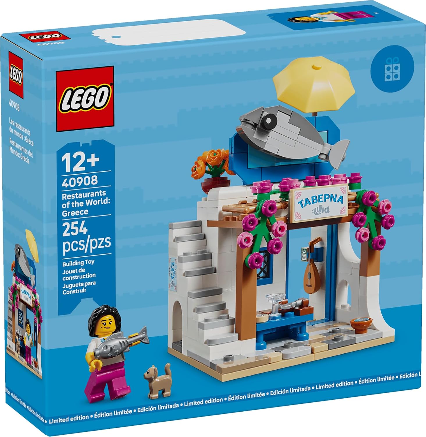 LEGO RESTAURANTS OF THE WORLD GREECE SET 40908 - 254 PIEZAS, EXHIBICIÓN COLECCIONABLE DE TABERNA GRIEGA CON PESCADO - 1