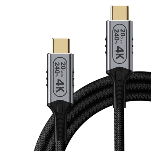 CABLE USB-C A USB-C DE 10 PIES, TRANSFERENCIA DE DATOS DE 20 GBPS, VIDEO 4K A 60 HZ, CARGA RÁPIDA DE 240 W, COMPATIBLE - 7