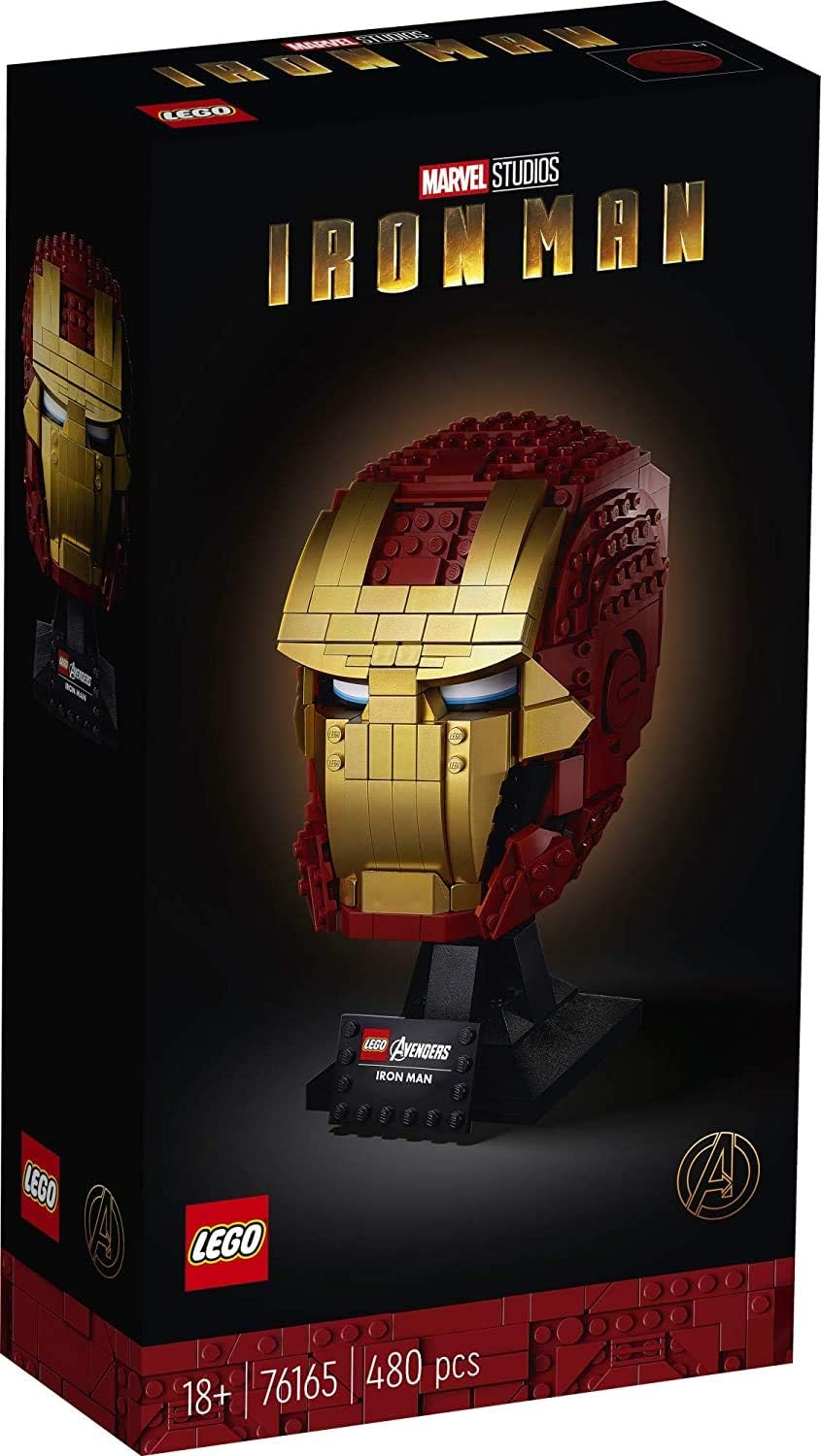 CASCO DE IRON MAN DE LEGO MARVEL AVENGERS 76165 MÁSCARA DE IRON MAN DE LADRILLO PARA ADULTOS PARA CONSTRUIR Y EXHIBIR, - 1
